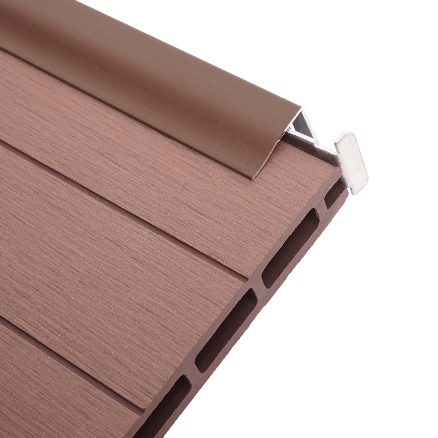 Cosmo Casa - Eindset voor WPC Zichtscherm Sarthe - Eindprofiel - Aluminium Paal - Bruin - 90 cm