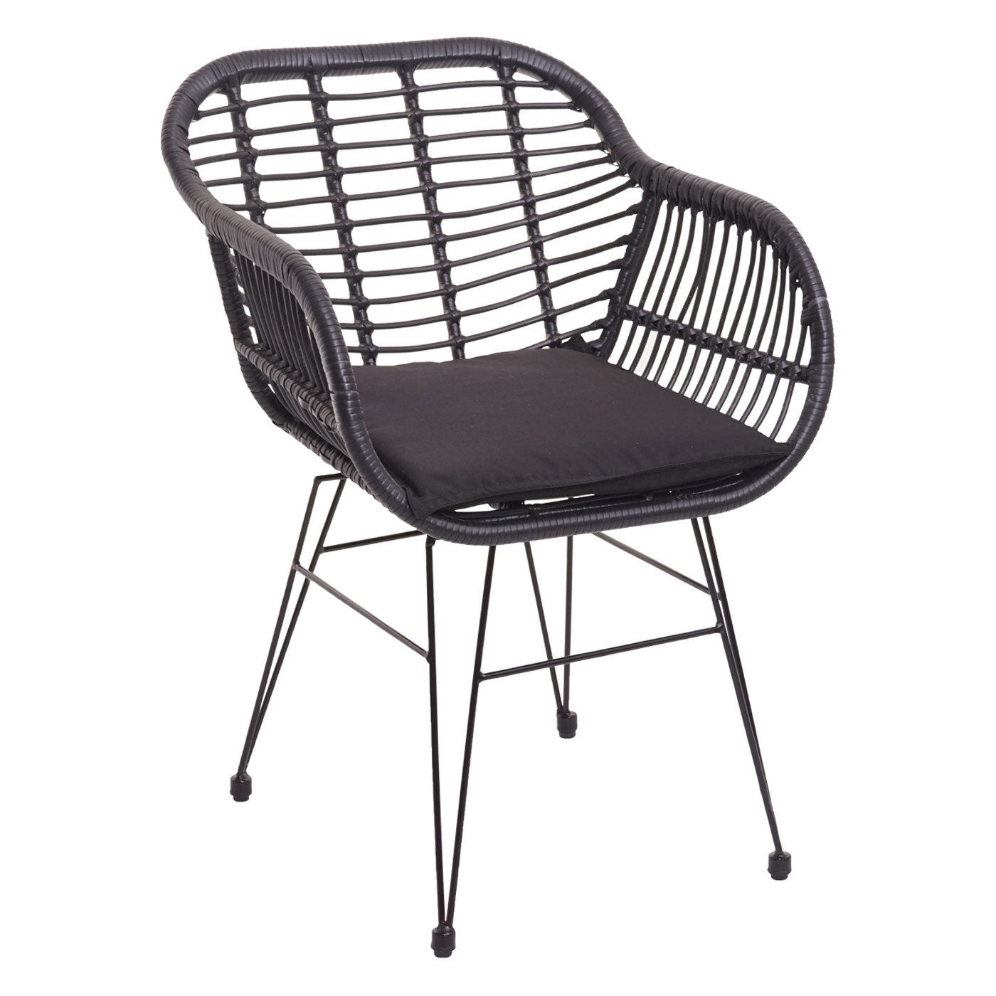 Cosmo Casa - Polyrotan Set - Balkonset Tuinset Zitgroep - Stoel Touw - Antraciet met Antraciet Kussen