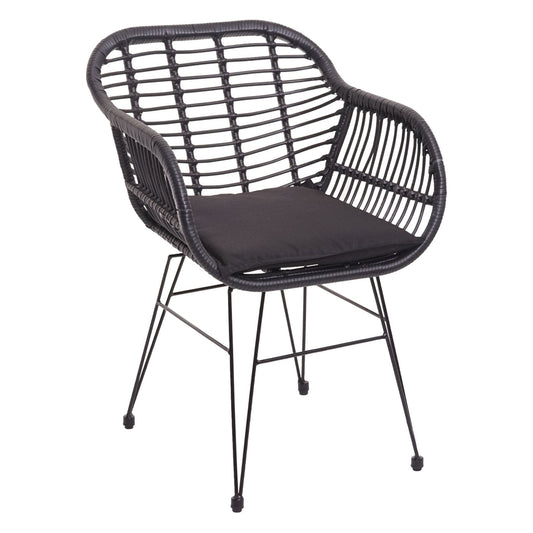 Cosmo Casa - Polyrotan Set - Balkonset Tuinset Zitgroep - Stoel Touw - Antraciet met Antraciet Kussen