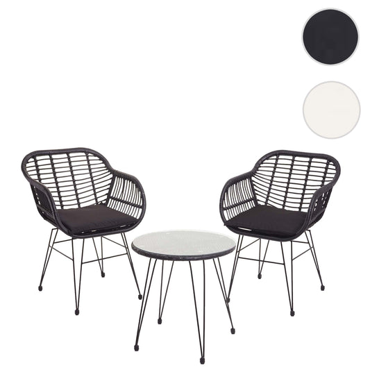 Cosmo Casa - Polyrotan Set - Balkonset Tuinset Zitgroep - Stoel Touw - Antraciet met Antraciet Kussen