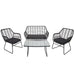 Cosmo Casa - Polyrattan Set - Tuinbankset Zitgroep Stoel - Touw - Antraciet - Bekleding Antraciet zonder Sierkussens