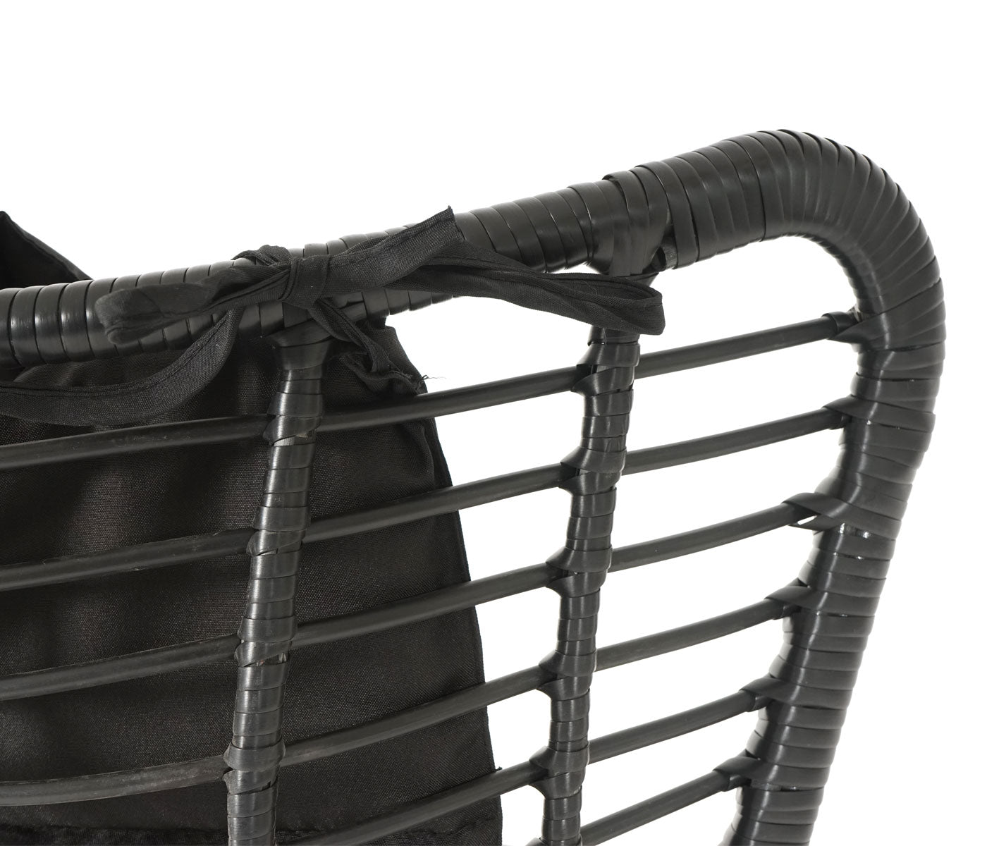 Cosmo Casa - Poly rattan balkonset - Zitgroep met stoel en kruk fauteuil - Touw - Antraciet - Kussen antraciet