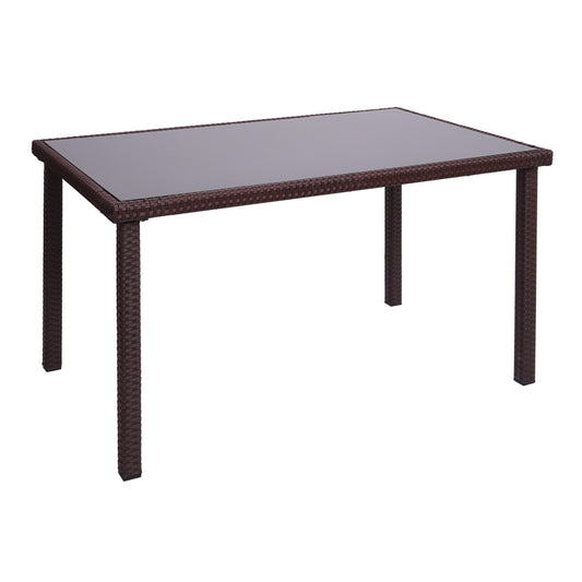 Cosmo Casa - Polyrotan tafel - Tuintafel balkontafel - 120x75cm - Bruin