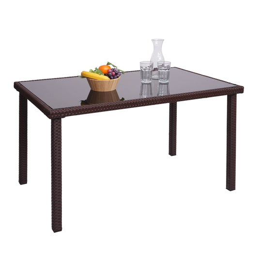 Cosmo Casa - Polyrotan tafel - Tuintafel balkontafel - 120x75cm - Bruin