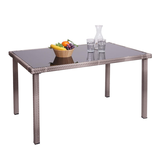 Cosmo Casa - Polyrotan tafel - Tuintafel balkontafel - 120x75cm - Grijsbruin