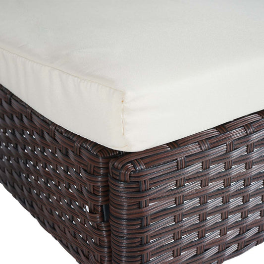 Cosmo Casa - Set van 2 poly rattan stoelen - Stapelbare balkonstoel tuinstoel - Poly rattan - Bruin - Kussen crème