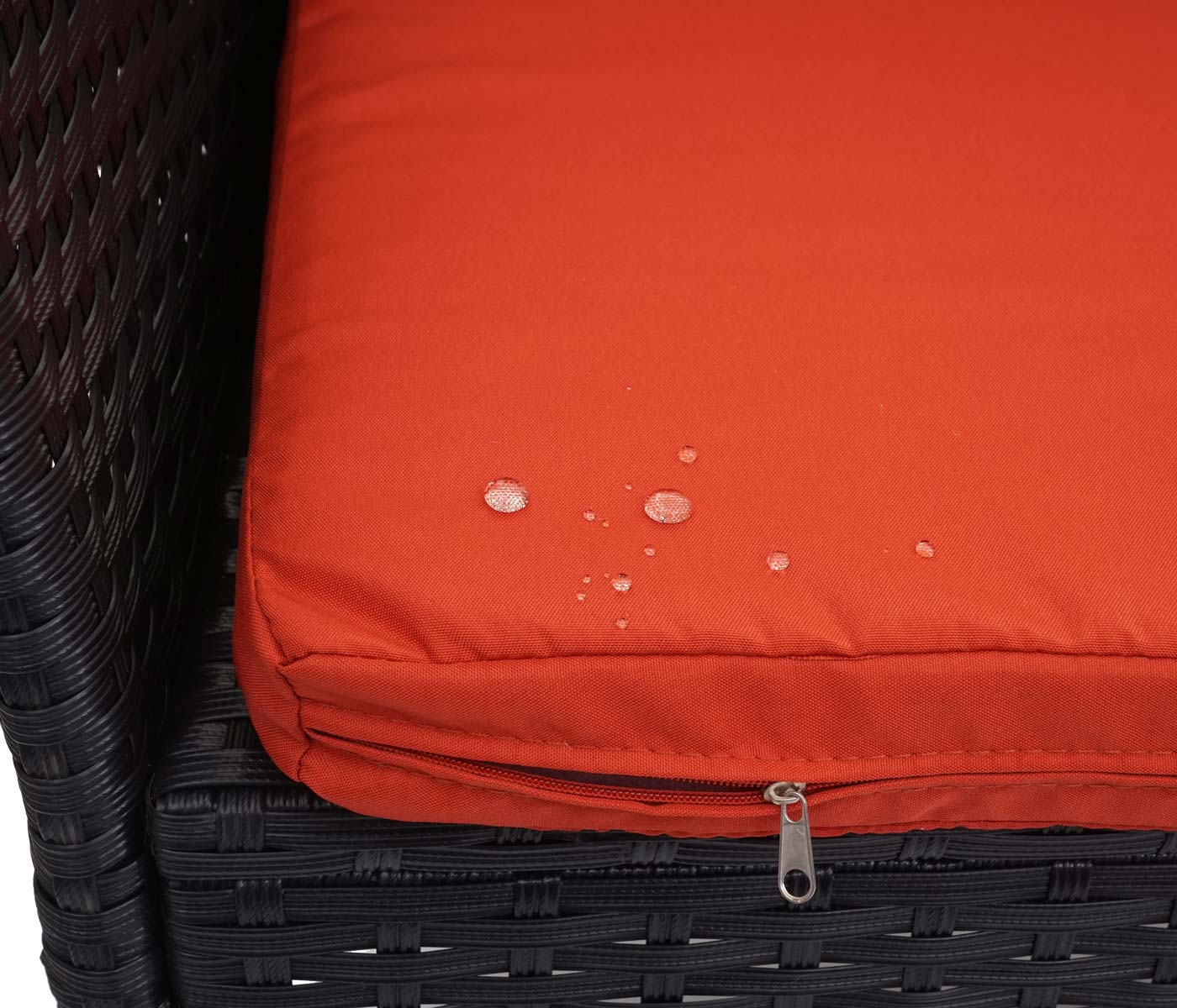 Cosmo Casa - Tuinbank - Zitbank Halden - Polyrotan - Zwart met Terracotta