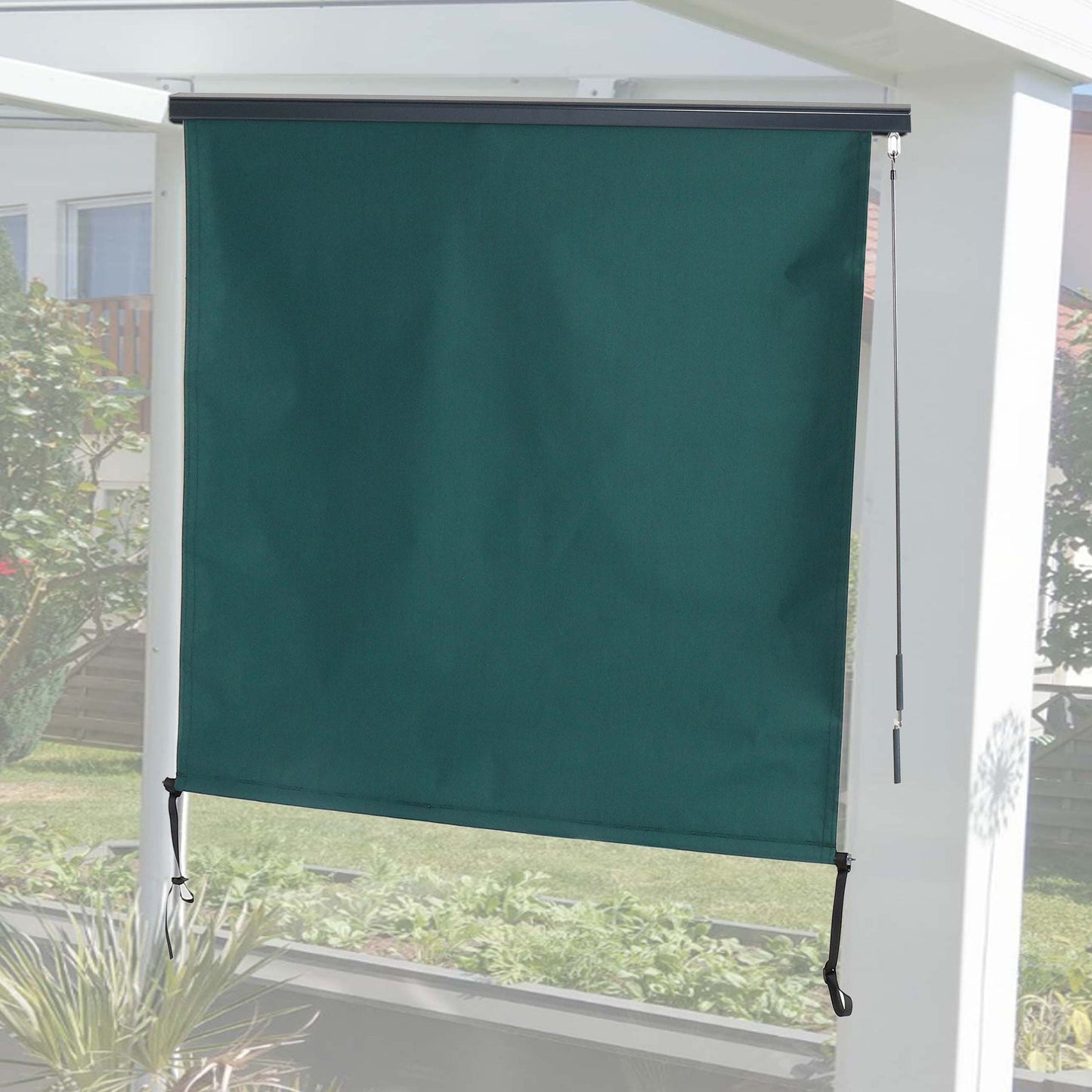 Cosmo Casa - Verticale zonwering - Privacyscherm buiten - Rolgordijn UV-werend 50 doek - 250x180cm - Blauwgroen