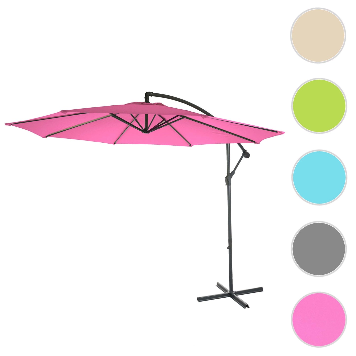 Cosmo Casa - Acerra zweefparasol - Zonwerende parasol - 3m kantelbaar - Polyester staal - 11kg - Roze zonder voet