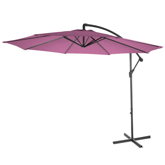 Cosmo Casa - Acerra zweefparasol - Zonwerende parasol - 3m kantelbaar - Polyester staal - 11kg - Lavendelrood zonder voet
