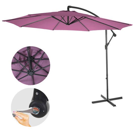 Cosmo Casa - Acerra zweefparasol - Zonwerende parasol - 3m kantelbaar - Polyester staal - 11kg - Lavendelrood zonder voet