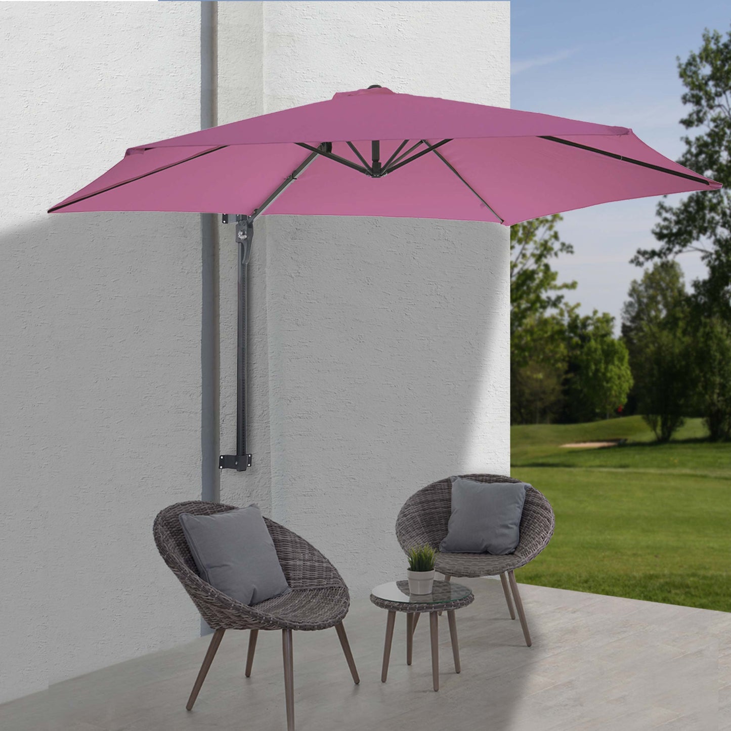 Cosmo Casa - Casoria zweefparasol - 3m kantelbaar - Polyester aluminium/staal - 9kg - Lavendelrood