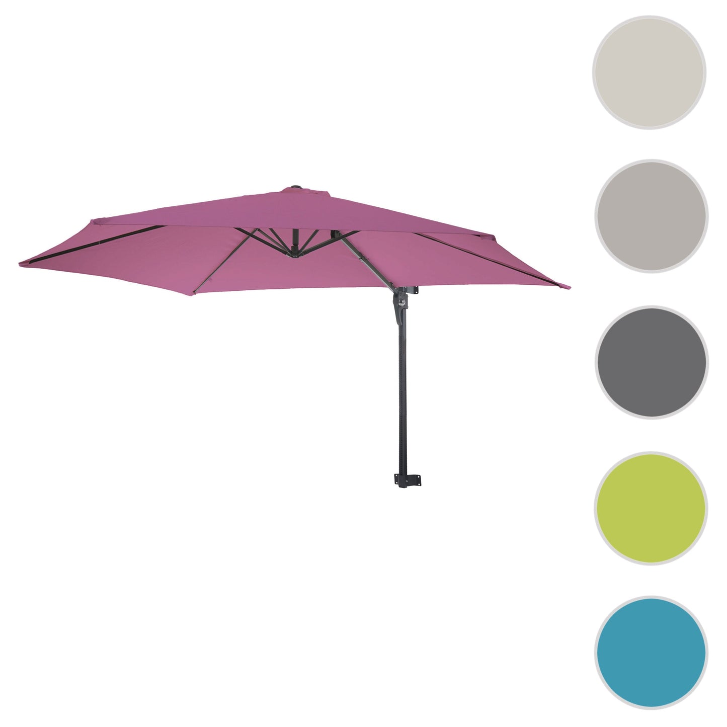 Cosmo Casa - Casoria zweefparasol - 3m kantelbaar - Polyester aluminium/staal - 9kg - Lavendelrood