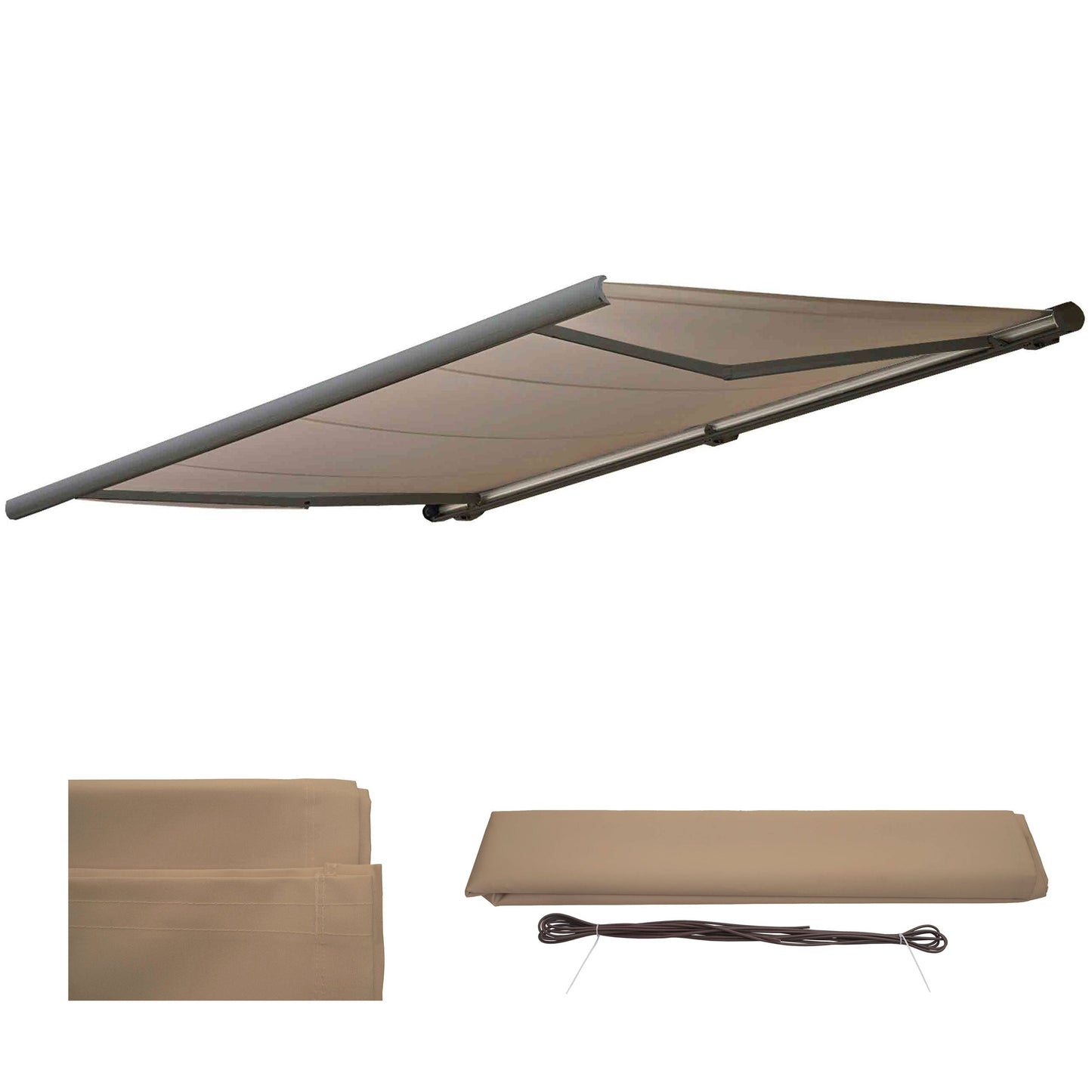 Cosmo Casa - Vervanghoes voor luifel - Volledige cassette vervangende hoes zonwering - 4x3m - Polyester zand