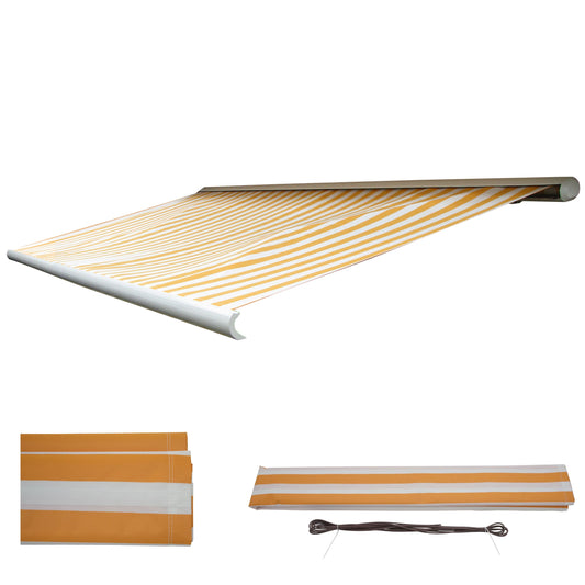 Cosmo Casa - Vervanghoes voor luifel - Volledige cassette vervangende hoes zonwering - 4x3m - Polyester geel-wit