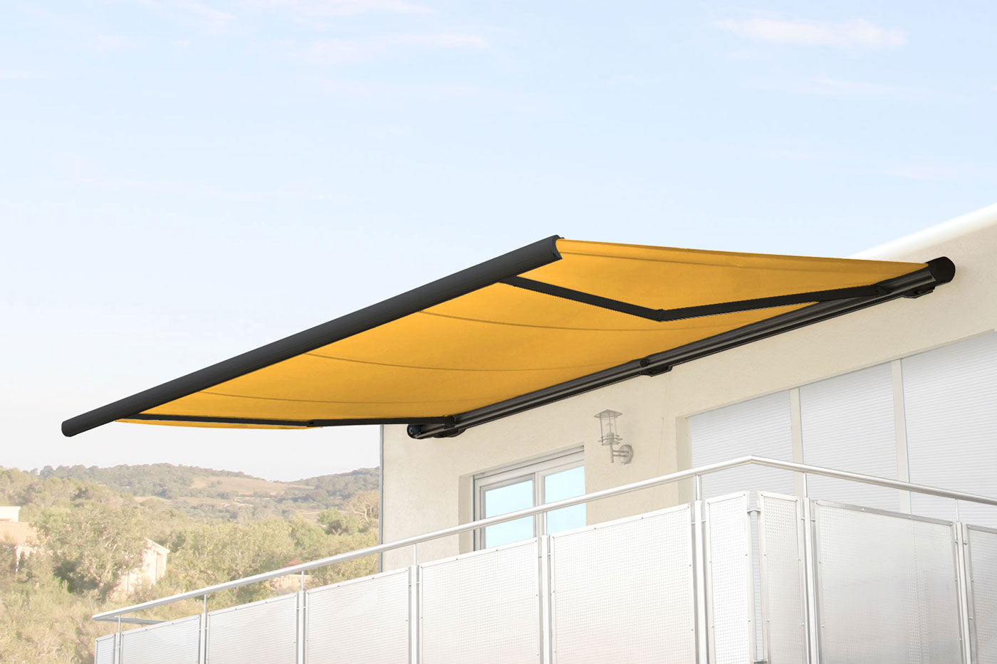 Cosmo Casa - Vervangende hoes luifel - Volledige cassette zonwering - 4,5x3m - Polyester geel