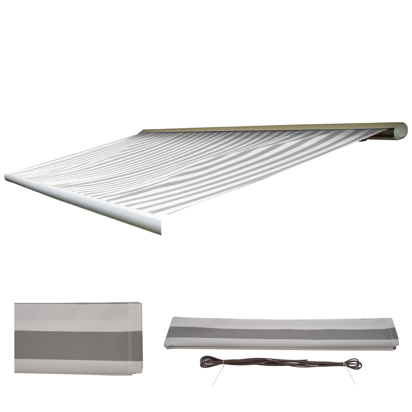 Cosmo Casa - Vervangende hoes luifel - Volledige cassette zonwering - 4,5x3m - Acryl grijswit