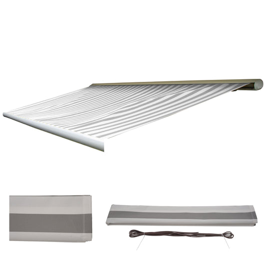 Cosmo Casa - Vervangende hoes luifel - Volledige cassette zonwering - 4,5x3m - Acryl grijswit