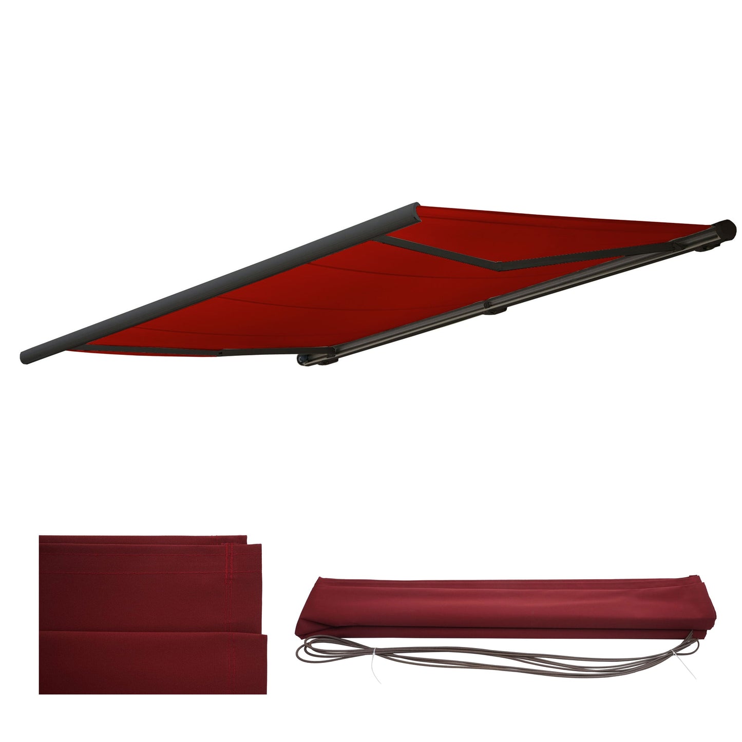 Cosmo Casa - Vervangende hoes luifel - Volledige cassette zonwering - 4,5x3m - Acryl bordeauxrood