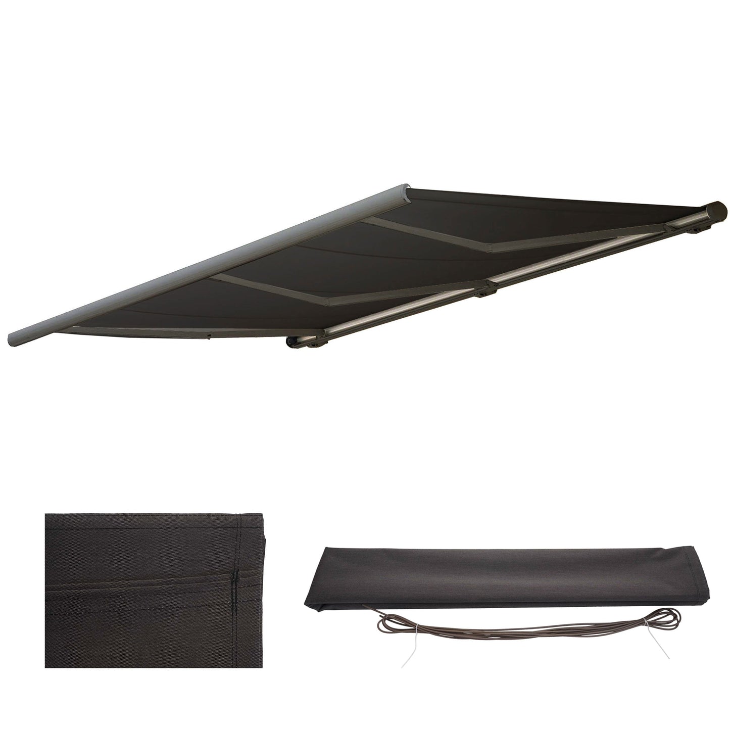 Cosmo Casa - Vervangende hoes luifel - Volledige cassette zonwering - 5x3m - Polyester antraciet