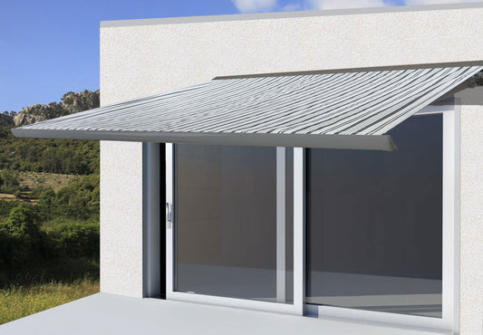 Cosmo Casa - Vervangende hoes luifel - Volledige cassette zonwering - 5x3m - Polyester grijswit