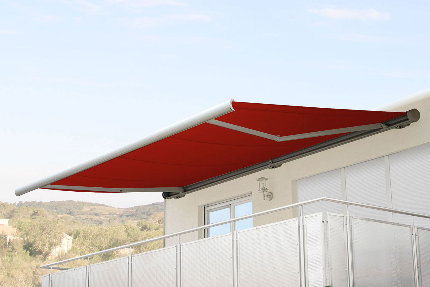 Cosmo Casa - Vervangende hoes luifel - Volledige cassette zonwering - 5x3m - Acryl bordeauxrood