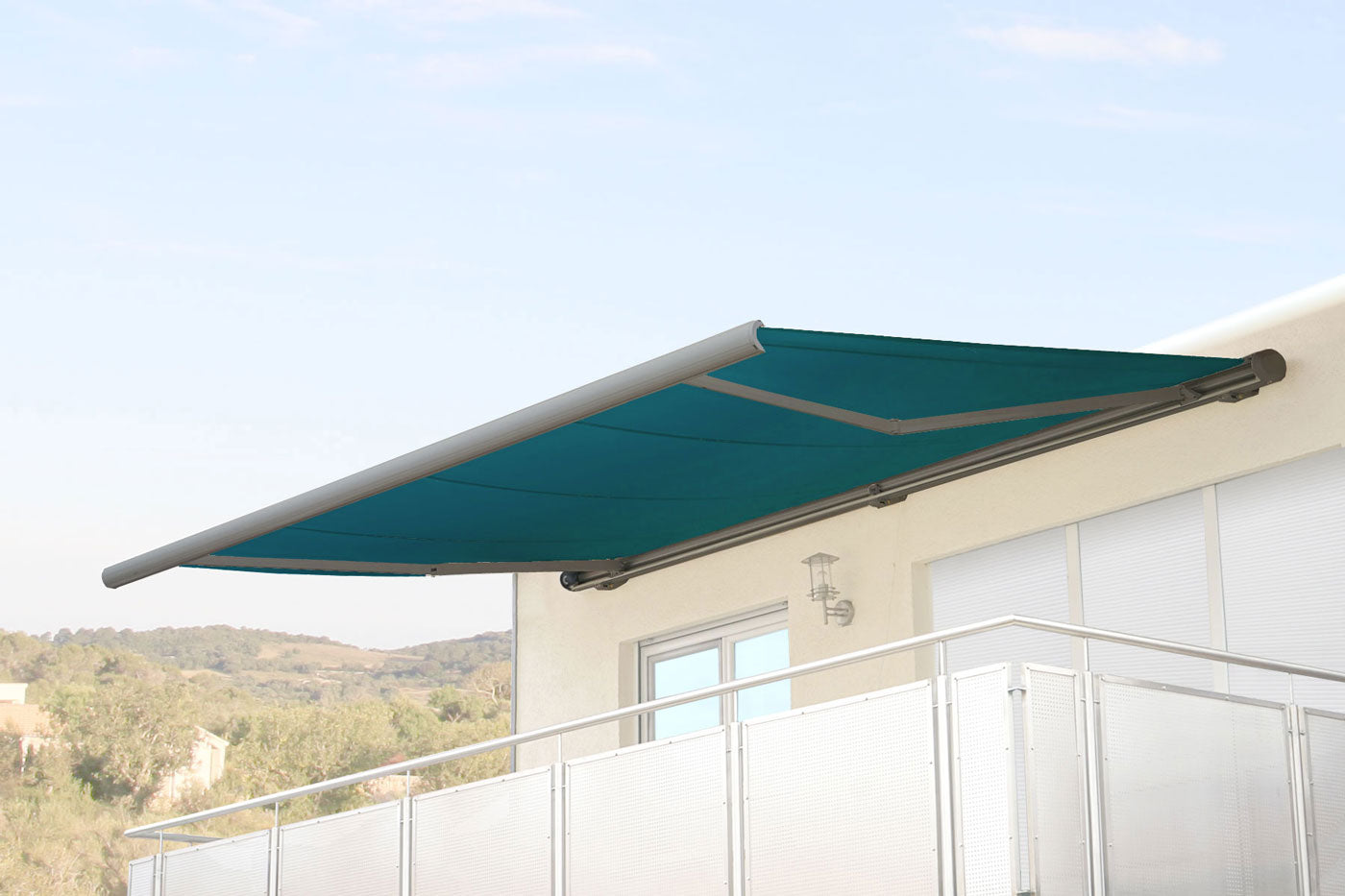 Cosmo Casa - Vervanghoes voor luifel - Volledige cassette vervangende hoes zonwering - 6x3m - Polyester blauwgroen