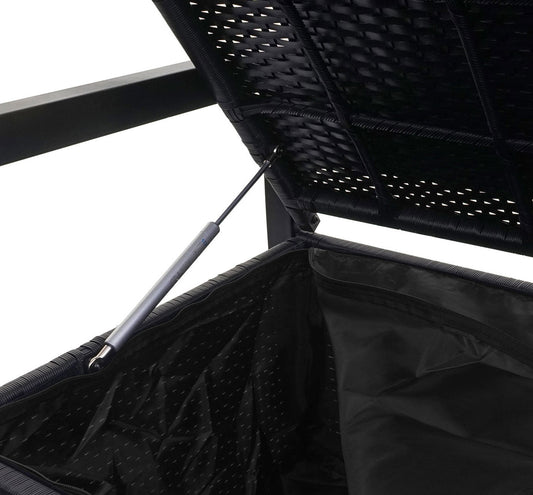 Cosmo Casa - Poly-Rotan 3-Zitsbank - Tuinbank / Kistbank met Opbergvak - Antraciet & Groene Kussens