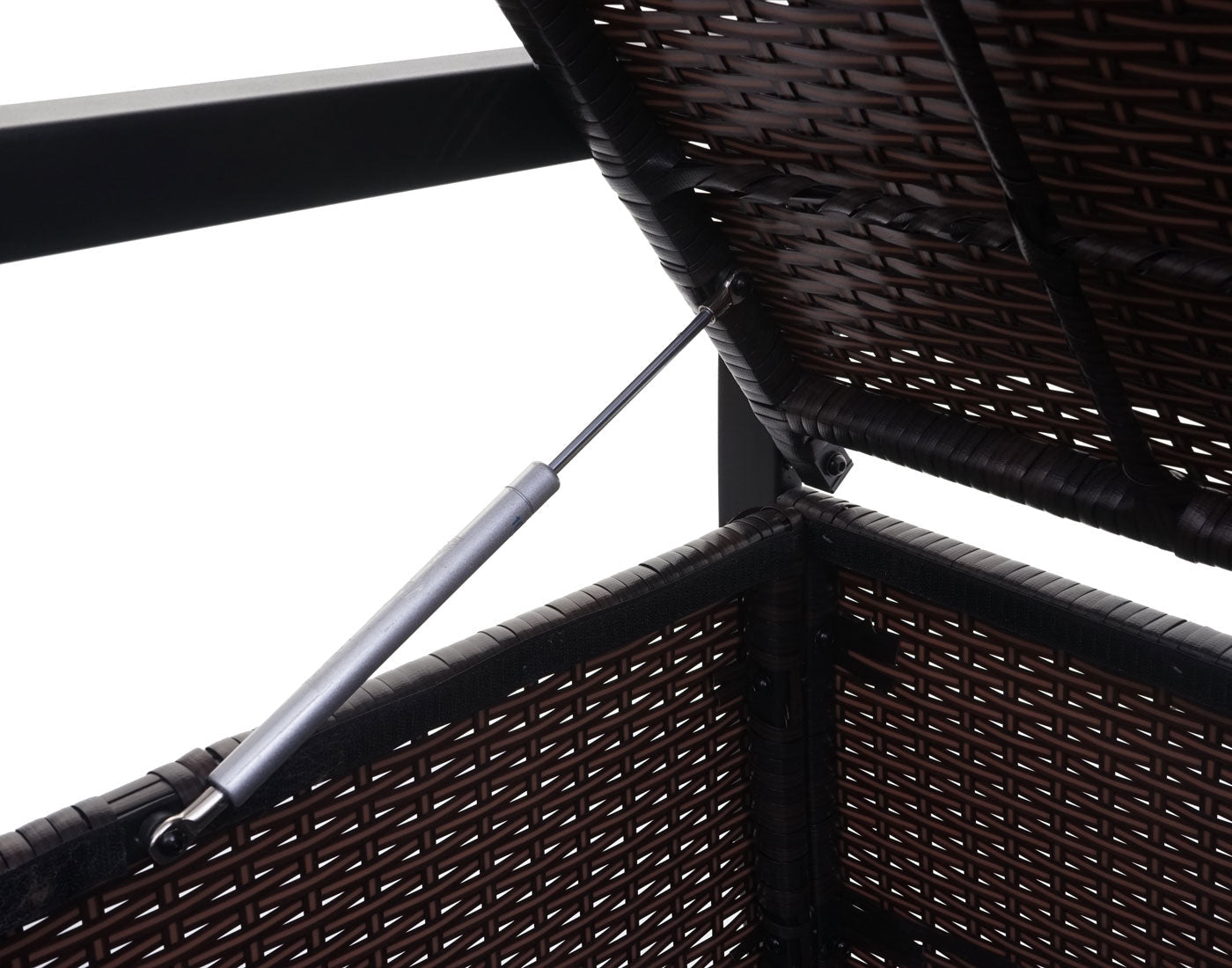 Cosmo Casa - Polyrotan 3-Zitsbank - Tuinbank/Borstbank met Opbergvak - Zitkussen Bruin & Zwart Kussen