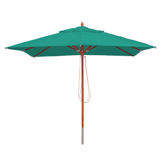 Cosmo Casa - Tuinparasol - Horeca Parasol Vierkant - Polyester en Hout - Blauwgroen