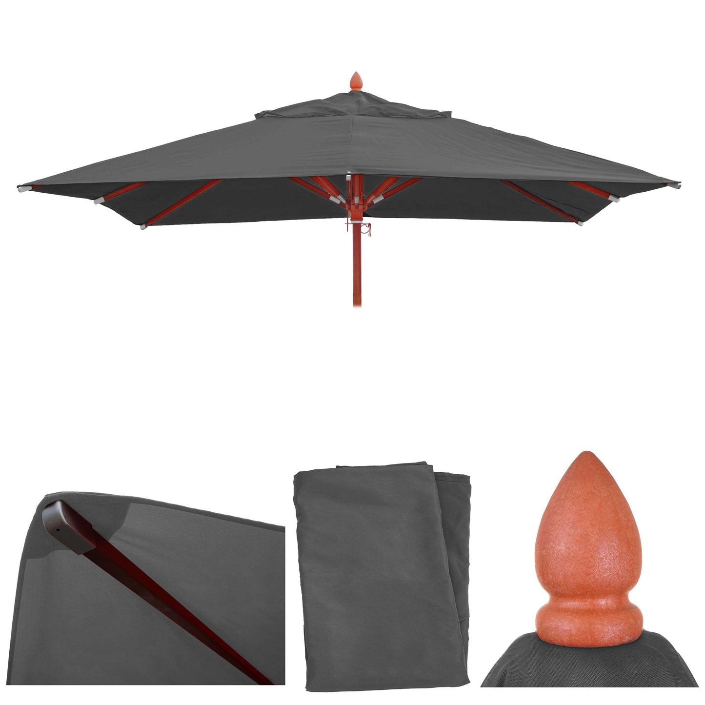 Cosmo Casa - Parasolhoes - Vierkante Vervanghoes voor Horeca Parasol - Polyester - Antraciet