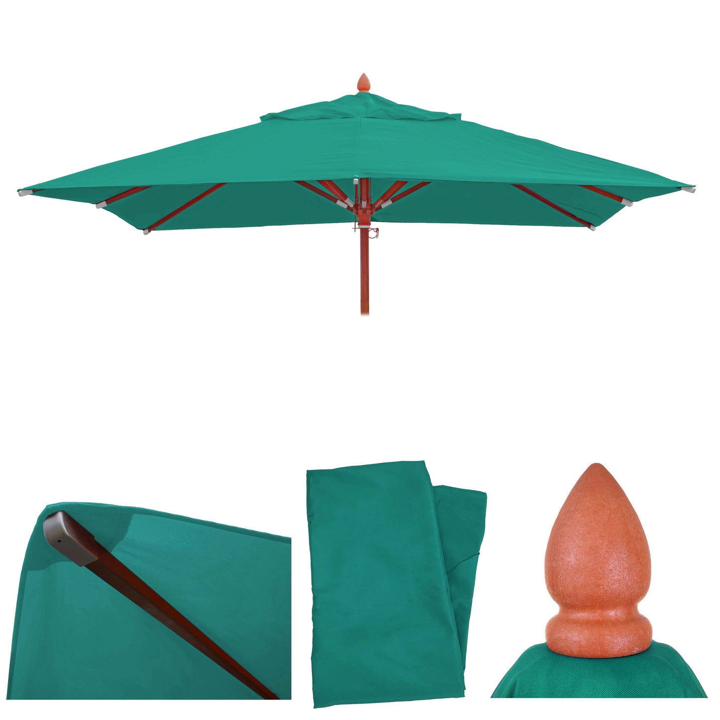 Cosmo Casa - Parasolhoes - Vierkante Vervanghoes voor Horeca Parasol - Polyester - Blauwgroen