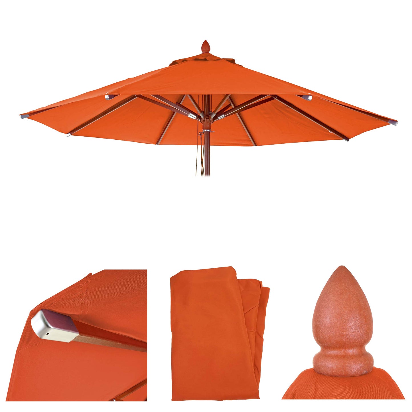 Cosmo Casa - Parasolhoes - Ronde Vervanghoes voor Houten Parasol - Polyester - Terracotta