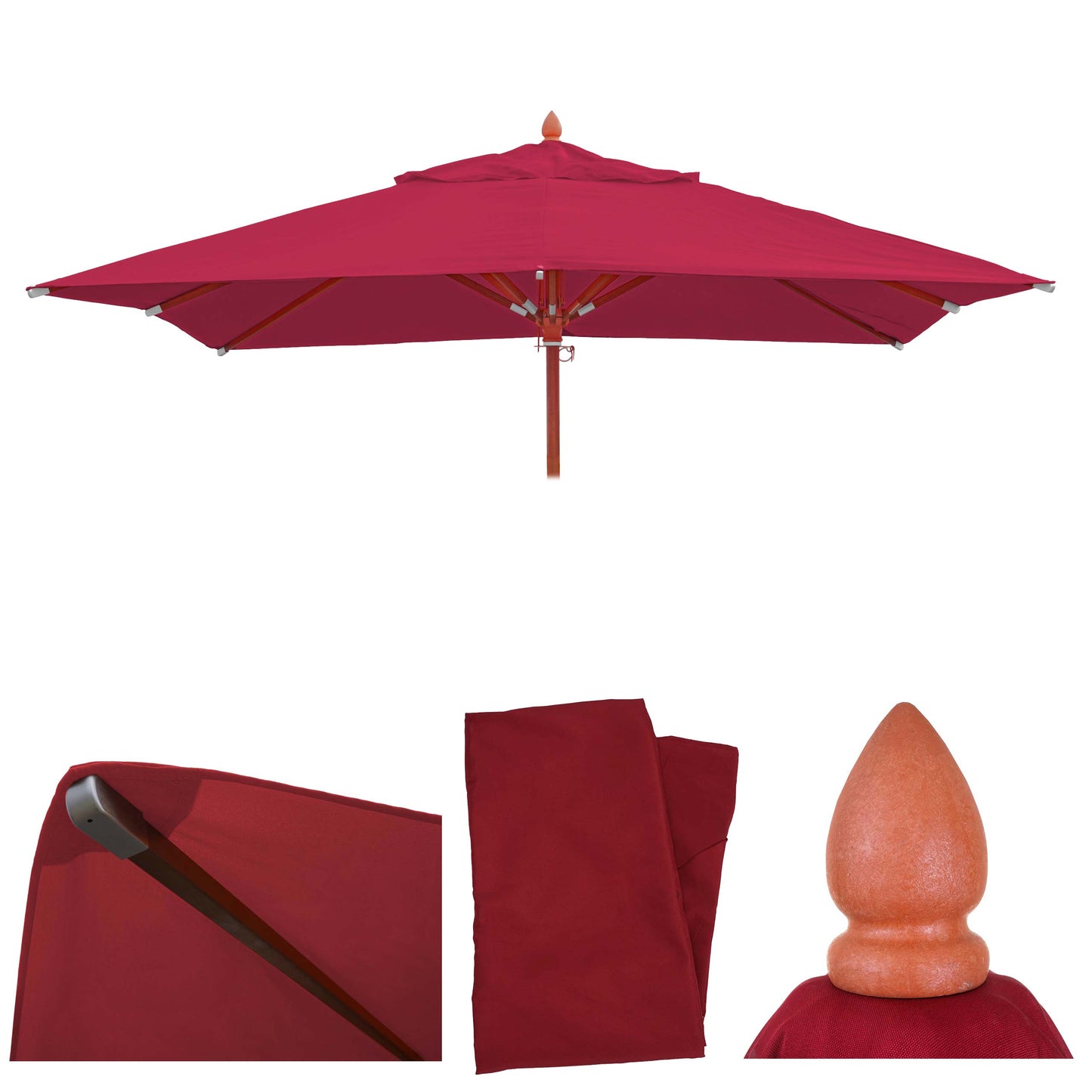 Cosmo Casa - Parasolhoes - Vierkante Vervanghoes voor Horeca Parasol - Polyester - Bordeauxrood