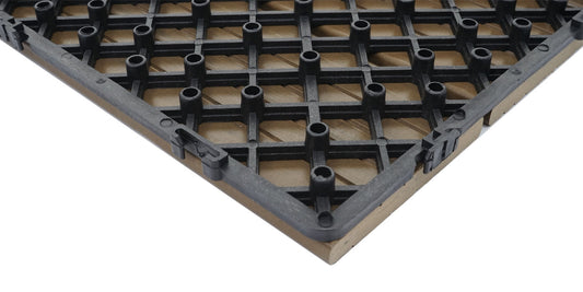 Cosmo Casa - WPC Vloertegel - Houtlook Balkon Terras - 3D Structuur Lineair - Lichtbruin - 4x per 50x50cm = 1m²