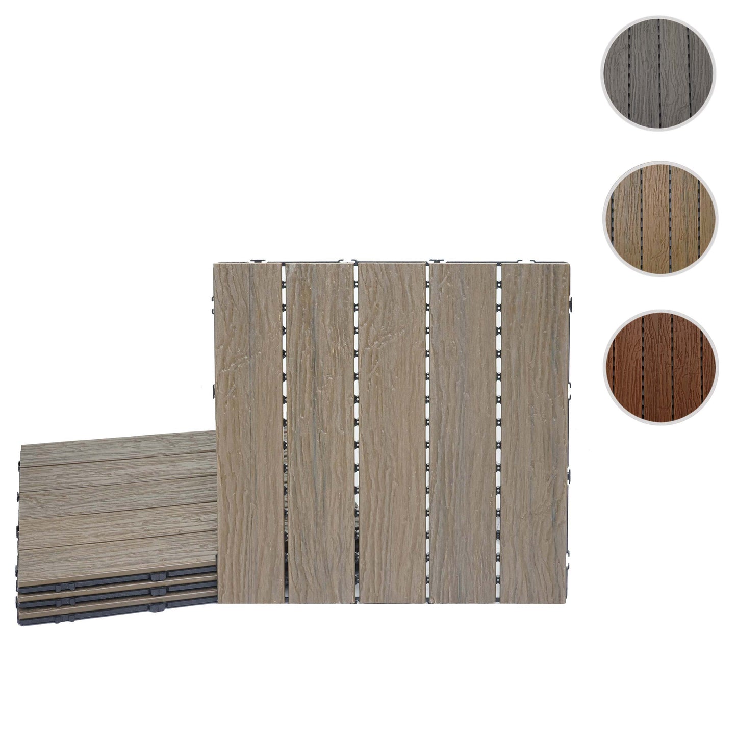 Cosmo Casa - WPC Vloertegel - Houtlook Balkon Terras - 3D Structuur Lineair - Lichtbruin - 4x per 50x50cm = 1m²