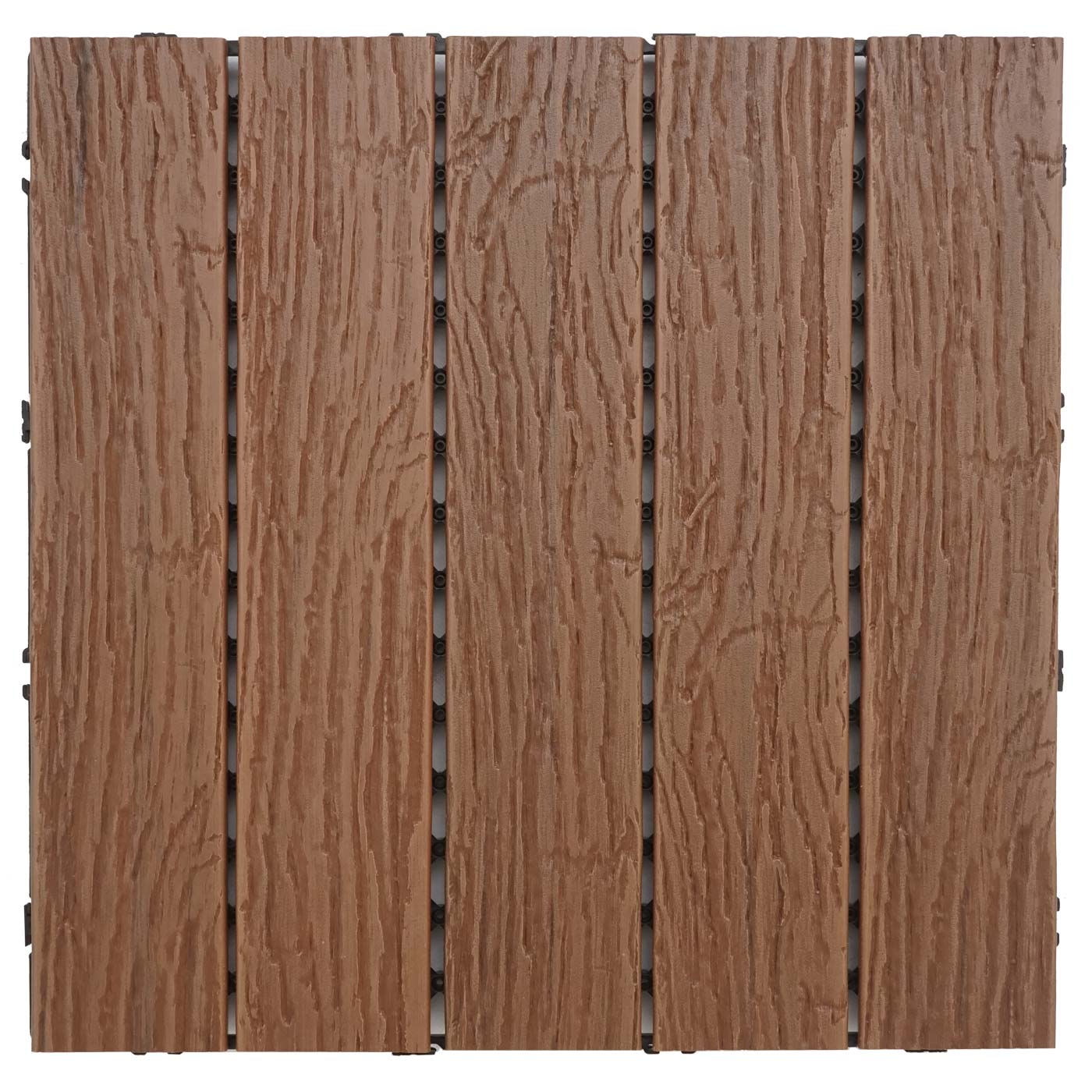 Cosmo Casa - WPC Vloertegel - Houtlook Balkon Terras - 3D Structuur Lineair - Donkerbruin - 4x per 50x50cm = 1m²