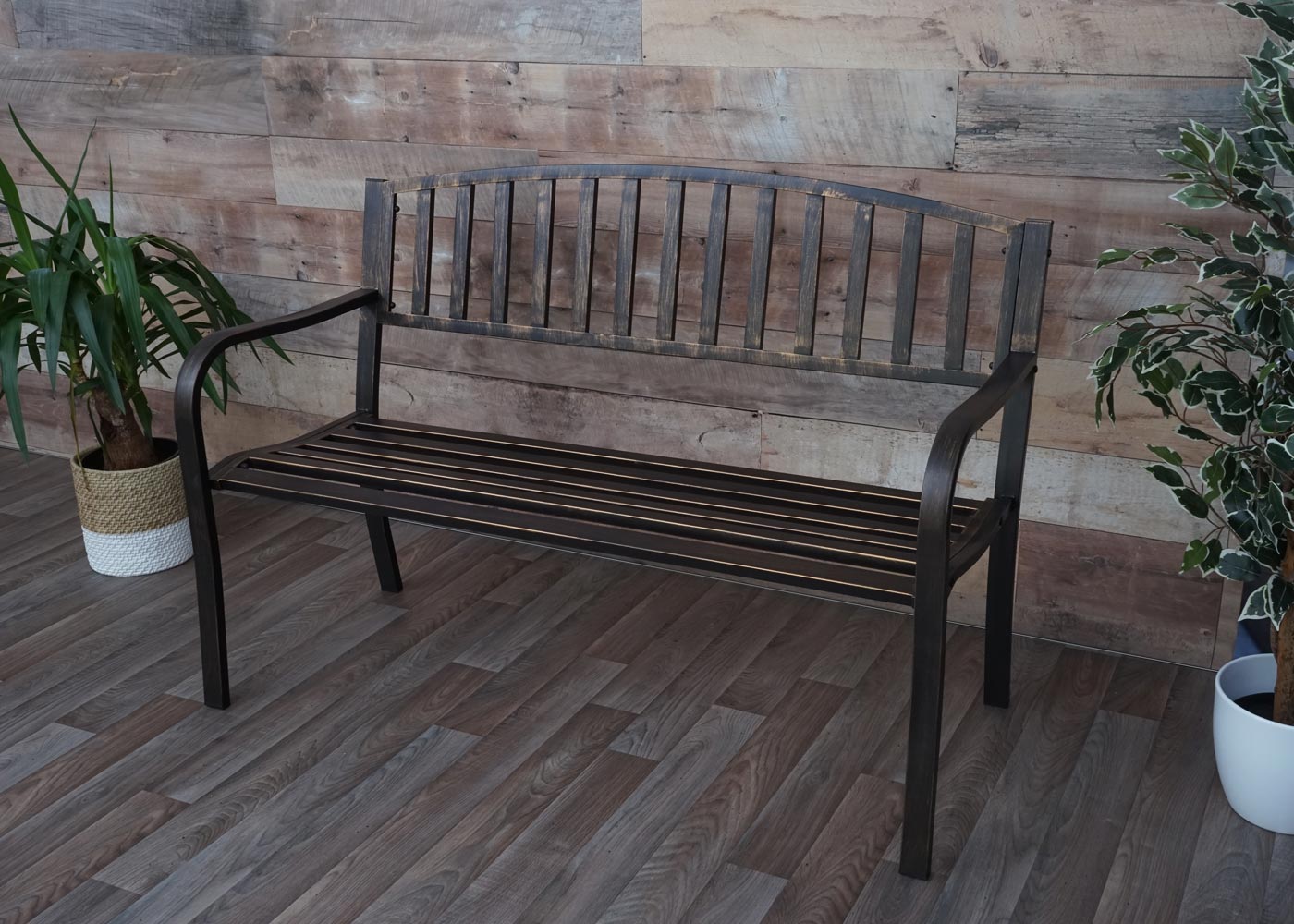 Cosmo Casa - Tuinbank - Parkbank - Gepoedercoat Staal - Vintage Brons