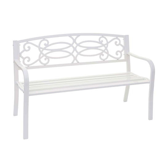 Cosmo Casa - Tuinbank - Parkbank - 2-zits - Gepoedercoat Staal - Wit