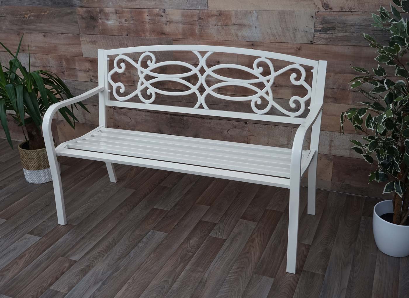 Cosmo Casa - Tuinbank - Parkbank - 2-zits - Gepoedercoat Staal - Wit