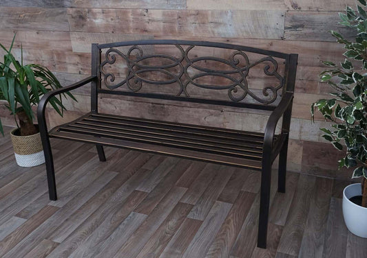 Cosmo Casa - Tuinbank - Parkbank - 2-zits - Gepoedercoat Staal - Vintage Brons