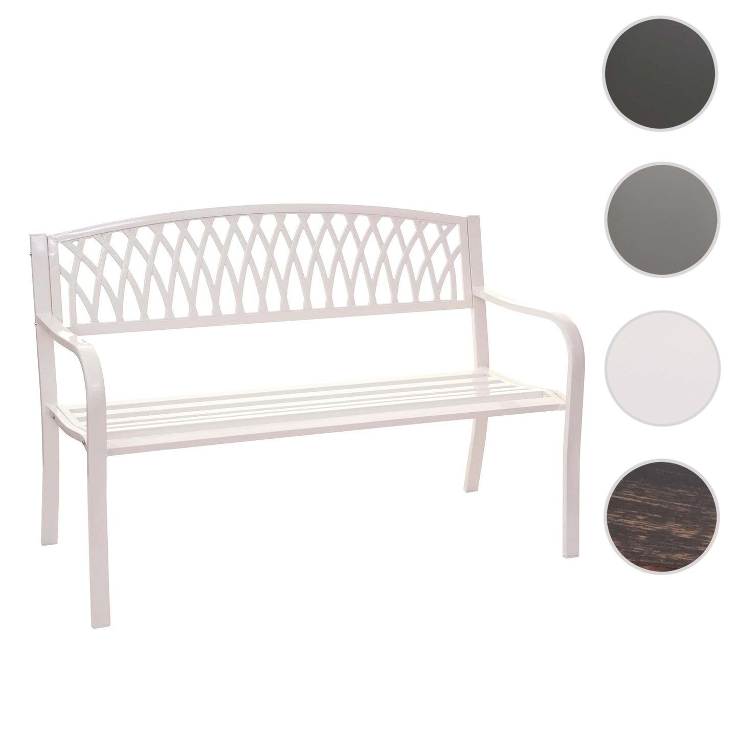 Cosmo Casa - Tuinbank - Parkbank - 2-zits - Gepoedercoat Staal - Wit