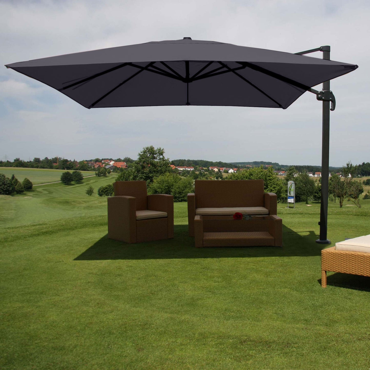 Cosmo Casa - Horeca Zweefparasol - Kantelbare Parasol 3×4 m / 5 m - Polyester & Aluminium - Antraciet - Zonder Voet