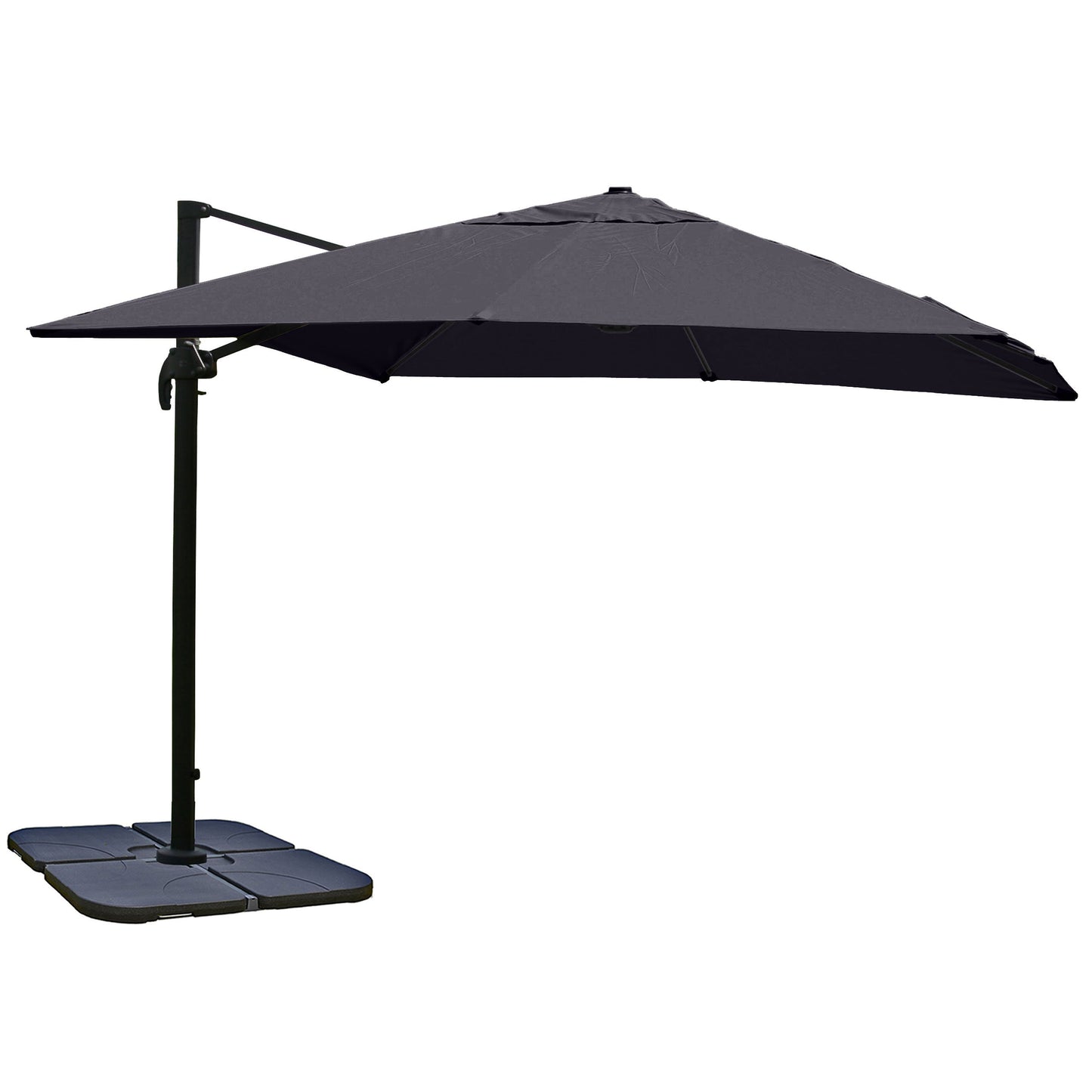 Cosmo Casa - Horeca Zweefparasol - 3×4 m / 5 m - Polyester & Aluminium - 26 kg - Antraciet - Met Standaard, Draaibaar