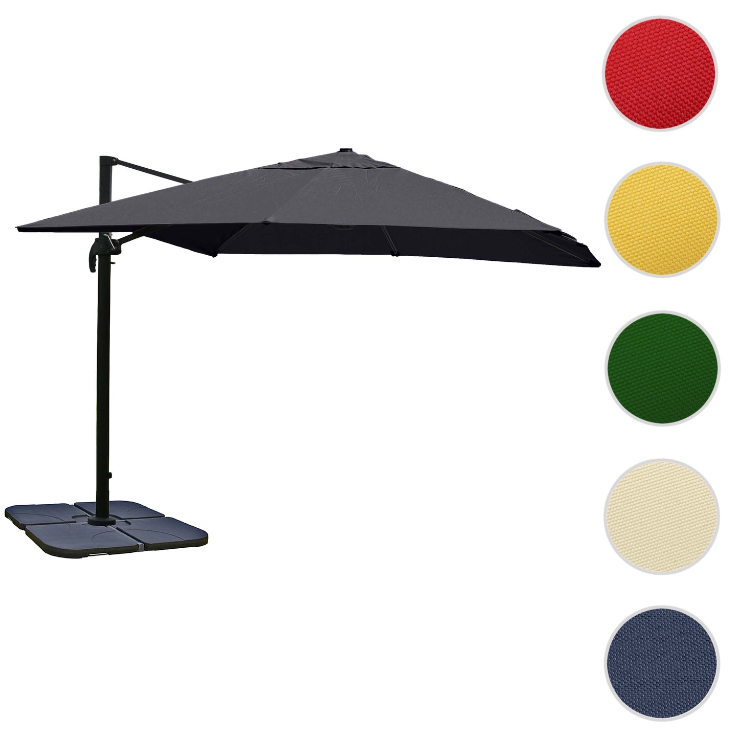 Cosmo Casa - Horeca Zweefparasol - 3×4 m / 5 m - Polyester & Aluminium - 26 kg - Antraciet - Met Standaard, Draaibaar