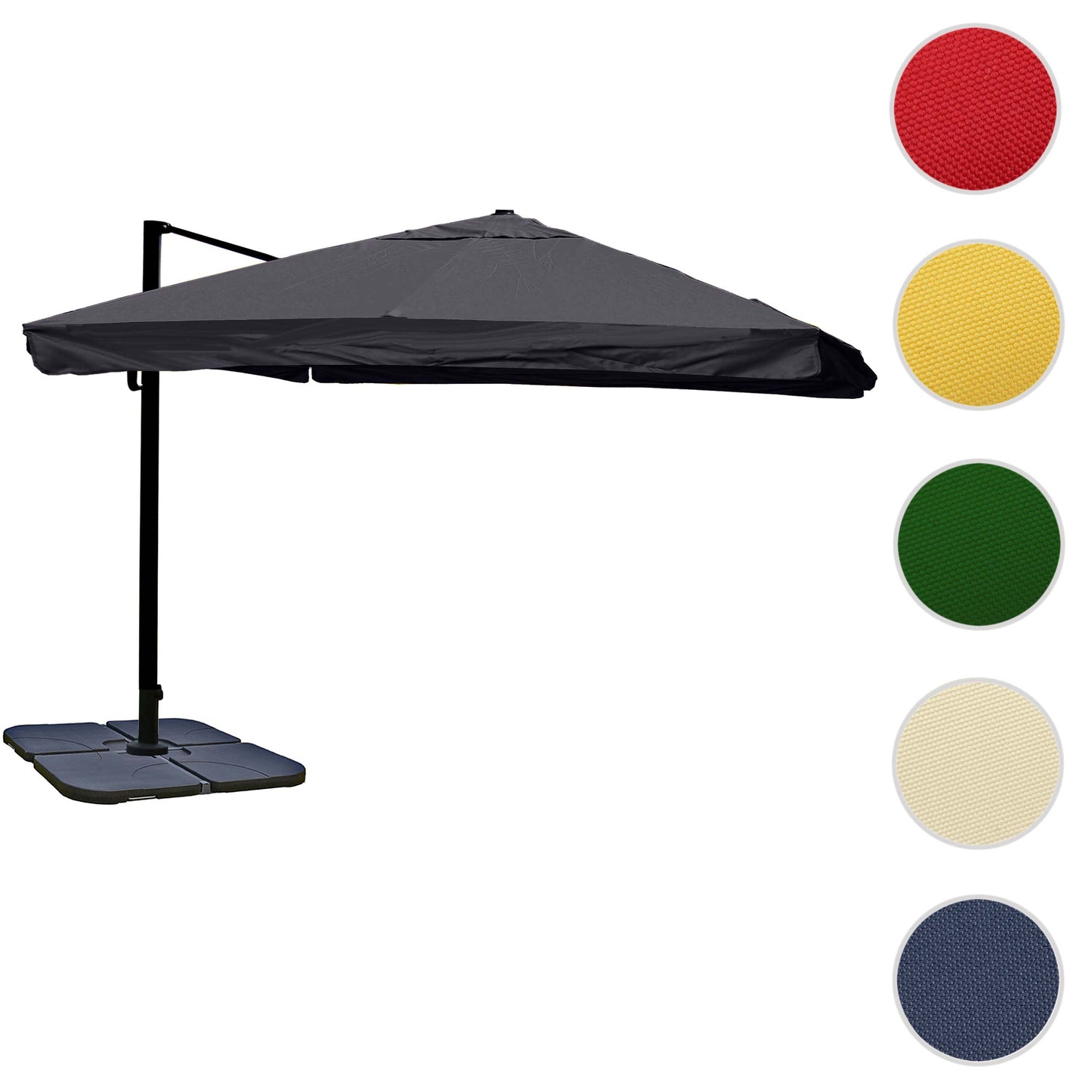 Cosmo Casa - Horeca Zweefparasol - Parasol met Klep - Polyester & Aluminium - Antraciet - 3×4 m/5 m - Met Standaard, Draaibaar