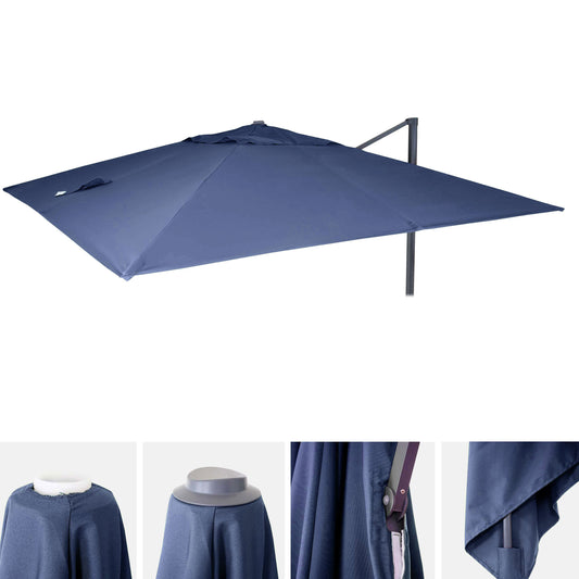 Cosmo Casa - Vervanghoes voor Luxe Zweefparasol - 3x4m (+5m) - Polyester - Blauw