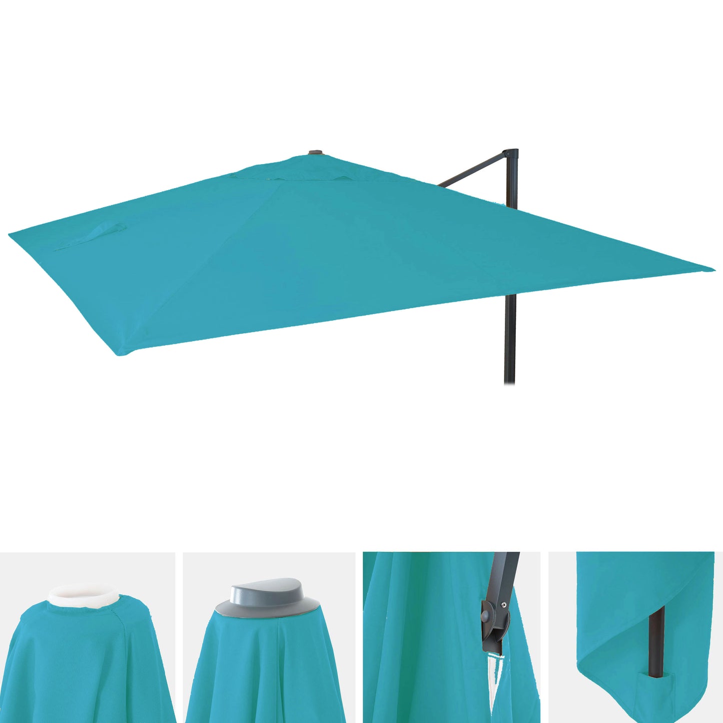 Cosmo Casa - Vervanghoes voor Luxe Zweefparasol - 3x3m (+4,24m) - Polyester - Turkoois