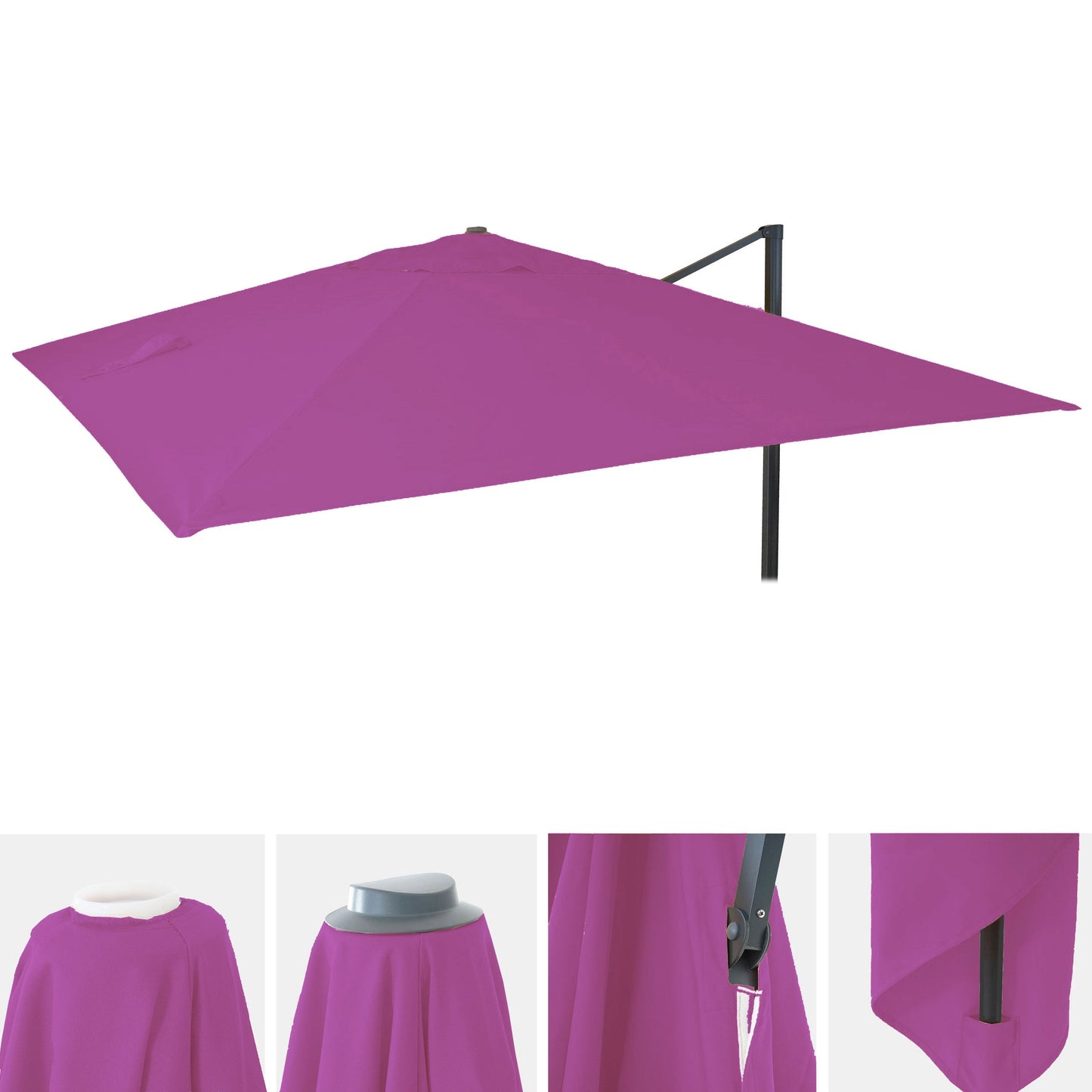 Cosmo Casa - Vervangingshoes luxe zweefparasol - Parasolhoes - Polyester - Paars-violet - 3 x 3 m