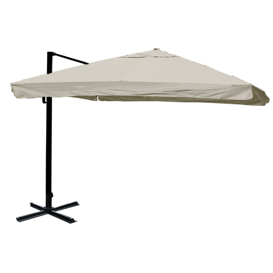 Cosmo Casa - Horeca Zweefparasol - Met Volant - Polyester - Aluminium/Staal - 3x3m - Crémegrijs - Zonder Voet
